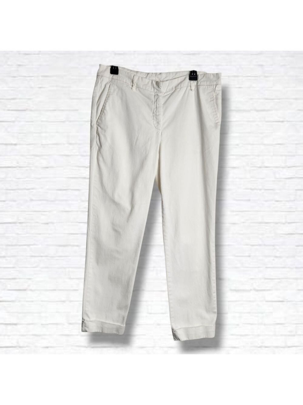 Brunello Cucinelli White Cropped Trouser Pants Size 10 US